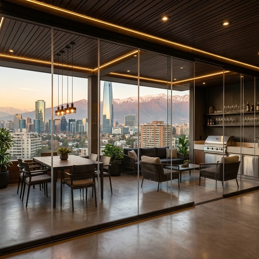 Cortinas de cristal en Santiago: diseño moderno para terrazas y quinchos