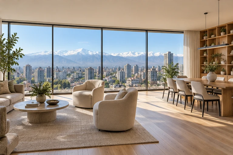 Departamento renovado con ventanales panorámicos y vista a la cordillera
